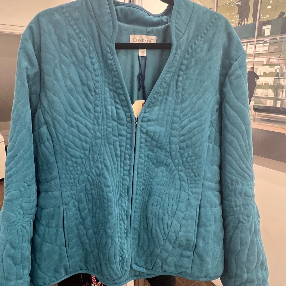 Vintage Elegant Teal Quilted Women's Puffer Jacket XL.